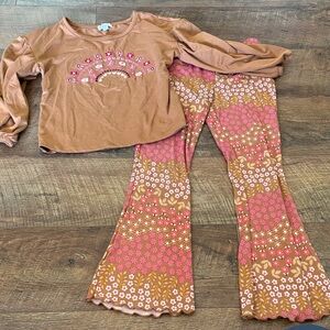 Girls Brown & Pink Floral Outfit